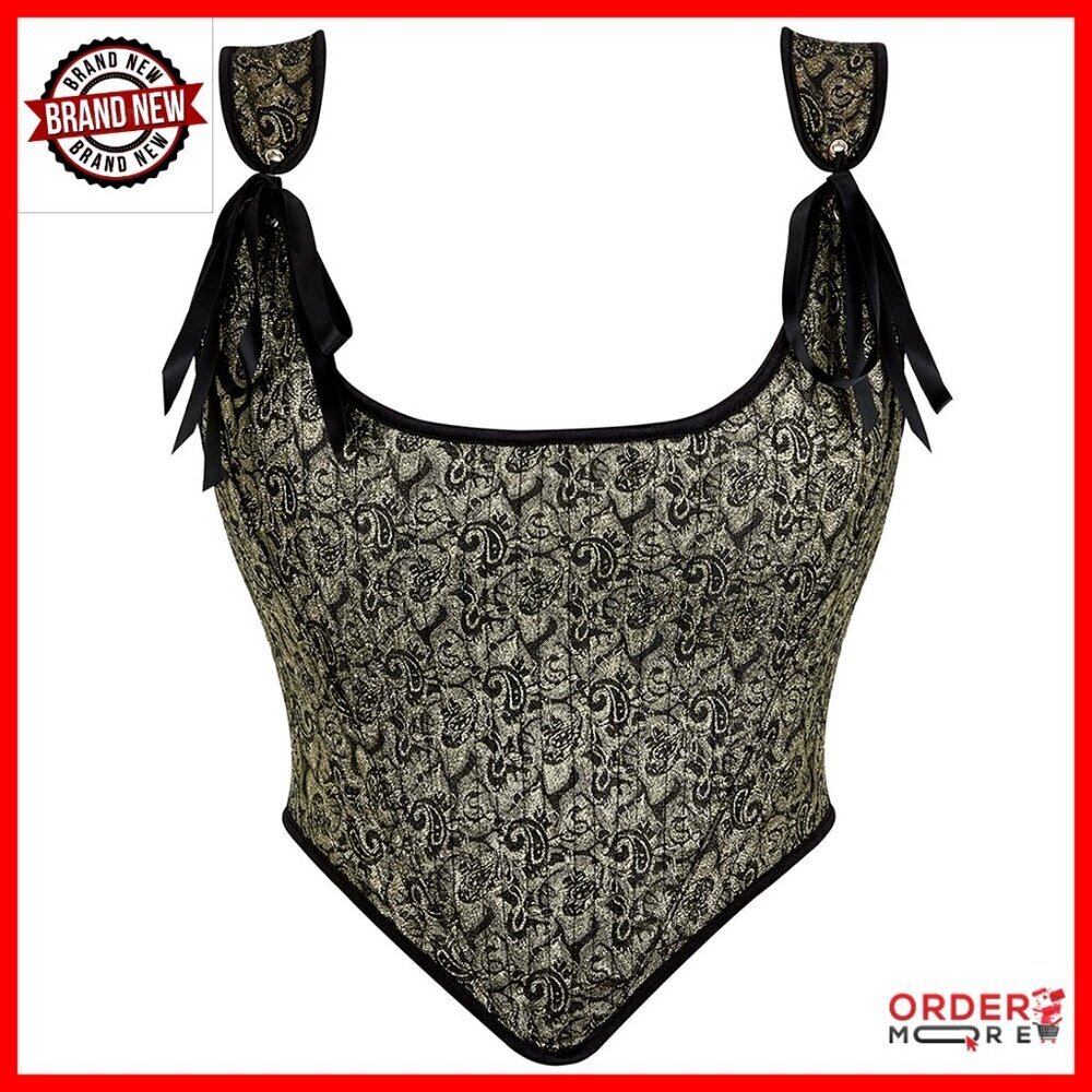 Vintage Asymmetrical Hem Corset Top Lace-Up Back Bustier Shapewear Y2K Chic